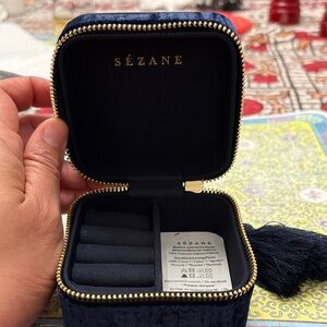 Sézane Navy Velvet Jewelry Box